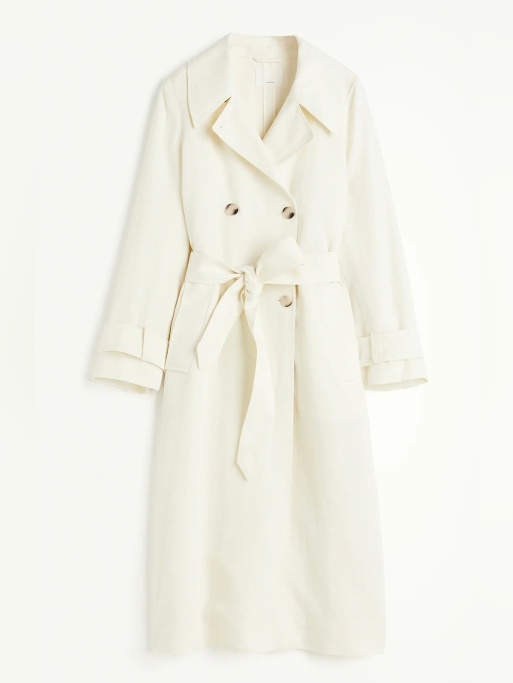 NWT H&M Linen-blend trench coat, US S, Cream